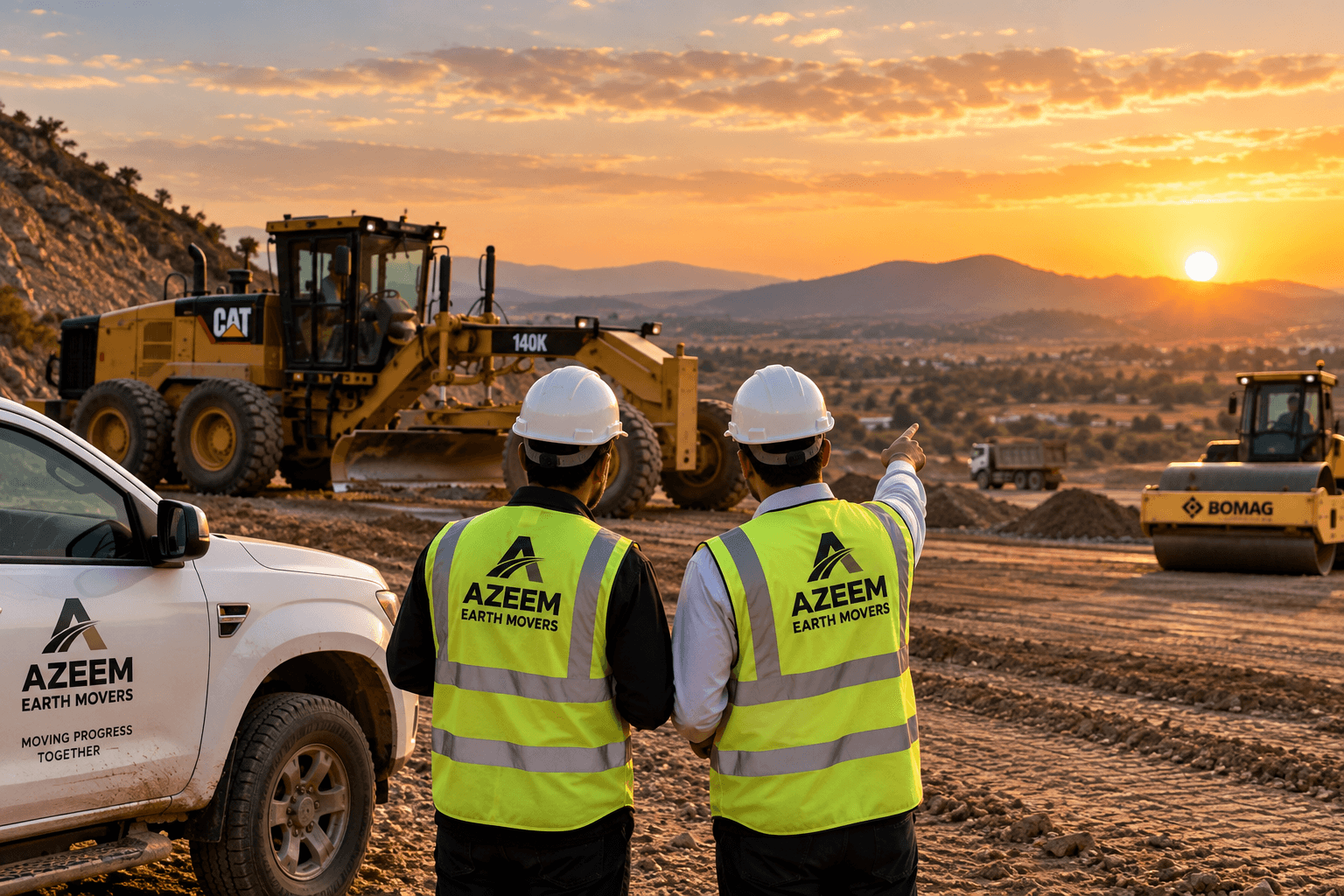 Azeem Earth Movers team at an infrastructure site