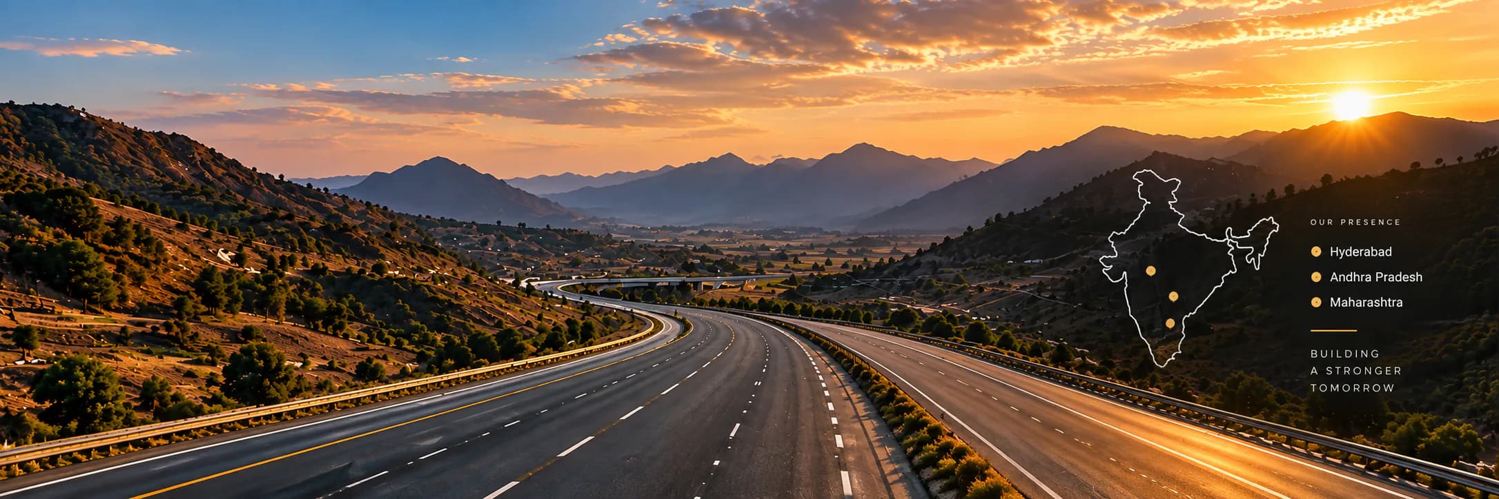 Road stretching toward the horizon at sunset